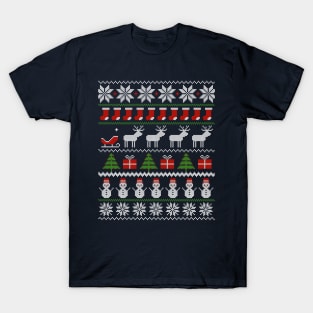 Ugly Christmas Xmas Sweater Funny Norwegian Pattern Gift T-Shirt